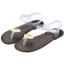 Load image into Gallery viewer, Flat Jelly Sandals for Women Casual Cute Summer Toe-strap Beach Shoes Fried Egg Design