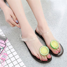 Load image into Gallery viewer, Flat Jelly Sandals for Women Casual Cute Summer Toe-strap Beach Shoes Lemon Design