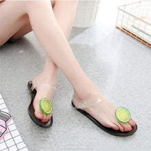 Load image into Gallery viewer, Flat Jelly Sandals for Women Casual Cute Summer Toe-strap Beach Shoes Lemon Design