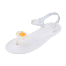 Load image into Gallery viewer, Flat Jelly Sandals for Women Casual Cute Summer Toe-strap Beach Shoes Fried Egg Design