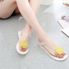 Load image into Gallery viewer, Flat Jelly Sandals for Women Casual Cute Summer Toe-strap Beach Shoes Lemon Design