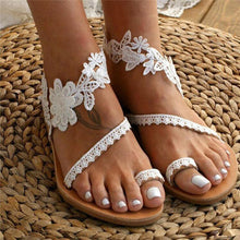 Load image into Gallery viewer, Women Flat Gladiator Sandals Fashion Lace Toe Strap Summer Dressy Shoes