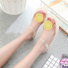 Load image into Gallery viewer, Flat Jelly Sandals for Women Casual Cute Summer Toe-strap Beach Shoes Lemon Design