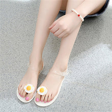 Load image into Gallery viewer, Flat Jelly Sandals for Women Casual Cute Summer Toe-strap Beach Shoes Fried Egg Design