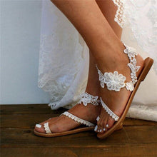 Load image into Gallery viewer, Women Flat Gladiator Sandals Fashion Lace Toe Strap Summer Dressy Shoes
