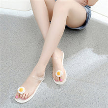 Load image into Gallery viewer, Flat Jelly Sandals for Women Casual Cute Summer Toe-strap Beach Shoes Fried Egg Design