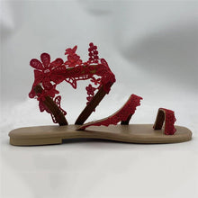 Load image into Gallery viewer, Women Flat Gladiator Sandals Fashion Lace Toe Strap Summer Dressy Shoes
