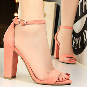 Sexy Heeled Sandals for Women 2021 High Heeled Dressy Gladiator Shoes with Rough Heel