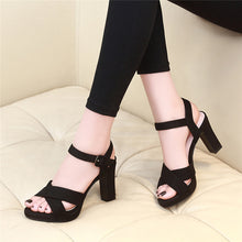 Load image into Gallery viewer, Heeled Sandals for Women Fashion Dressy Shoes Criss Cross Ankle Strap Peep Toe Wedge Summer Pumps