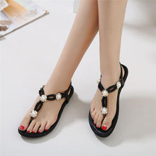 Load image into Gallery viewer, Women Jeweled Thong Sandals Flat Beaded Flip Flops Fashion Summer Beach Shoes