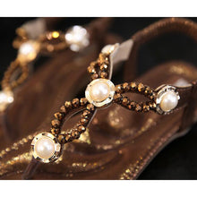 Load image into Gallery viewer, Women Jeweled Thong Sandals Flat Beaded Flip Flops Fashion Summer Beach Shoes