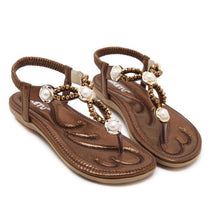 Load image into Gallery viewer, Women Jeweled Thong Sandals Flat Beaded Flip Flops Fashion Summer Beach Shoes