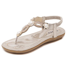 Load image into Gallery viewer, Women Jeweled Thong Sandals Flat Beaded Flip Flops Fashion Summer Beach Shoes