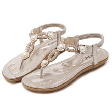 Load image into Gallery viewer, Women Jeweled Thong Sandals Flat Beaded Flip Flops Fashion Summer Beach Shoes