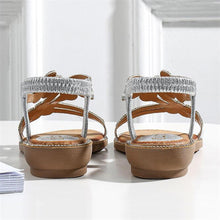 Load image into Gallery viewer, Women Rhinestone Sandals Flat Open Toe Ankle Strap Fashion Flower Summer Beach Shoes