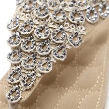Load image into Gallery viewer, Women Rhinestone Thong Sandals Flat Ankle Strap Summer Flip Flops Beach Shoes