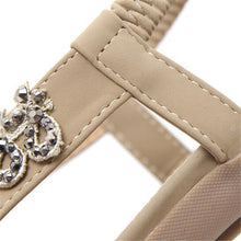 Load image into Gallery viewer, Women Rhinestone Thong Sandals Flat Ankle Strap Summer Flip Flops Beach Shoes