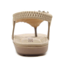 Load image into Gallery viewer, Women Rhinestone Thong Sandals Flat Ankle Strap Summer Flip Flops Beach Shoes