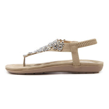 Load image into Gallery viewer, Women Rhinestone Thong Sandals Flat Ankle Strap Summer Flip Flops Beach Shoes