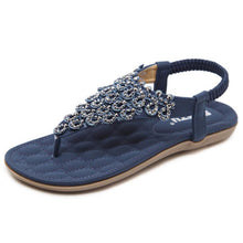 Load image into Gallery viewer, Women Rhinestone Thong Sandals Flat Ankle Strap Summer Flip Flops Beach Shoes