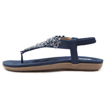 Load image into Gallery viewer, Women Rhinestone Thong Sandals Flat Ankle Strap Summer Flip Flops Beach Shoes