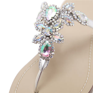 Rhinestone Flip Flops for Women 2021 Flat Jeweled Sandals Fashion Dressy Thong Slippers