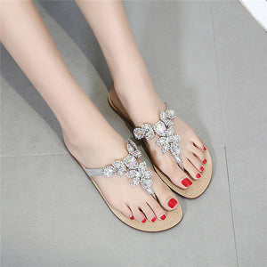 Rhinestone Flip Flops for Women 2021 Flat Jeweled Sandals Fashion Dressy Thong Slippers
