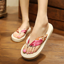 Load image into Gallery viewer, Wedge Flip Flops for Women 2021 Fashion Satin Mid-heel Slide Sandals Platform Thong Slippers