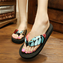 Load image into Gallery viewer, Wedge Flip Flops for Women 2021 Fashion Satin Mid-heel Slide Sandals Platform Thong Slippers