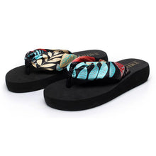 Load image into Gallery viewer, Wedge Flip Flops for Women 2021 Fashion Satin Mid-heel Slide Sandals Platform Thong Slippers