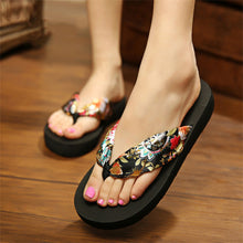 Load image into Gallery viewer, Wedge Flip Flops for Women 2021 Fashion Satin Mid-heel Slide Sandals Platform Thong Slippers