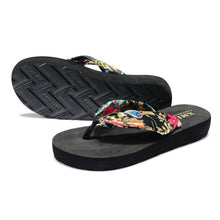 Load image into Gallery viewer, Wedge Flip Flops for Women 2021 Fashion Satin Mid-heel Slide Sandals Platform Thong Slippers