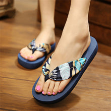 Load image into Gallery viewer, Wedge Flip Flops for Women 2021 Fashion Satin Mid-heel Slide Sandals Platform Thong Slippers
