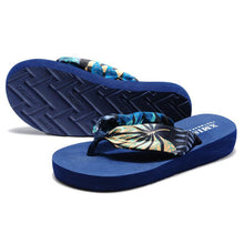 Load image into Gallery viewer, Wedge Flip Flops for Women 2021 Fashion Satin Mid-heel Slide Sandals Platform Thong Slippers