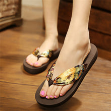 Load image into Gallery viewer, Wedge Flip Flops for Women 2021 Fashion Satin Mid-heel Slide Sandals Platform Thong Slippers