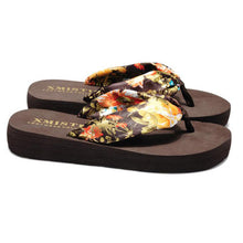 Load image into Gallery viewer, Wedge Flip Flops for Women 2021 Fashion Satin Mid-heel Slide Sandals Platform Thong Slippers