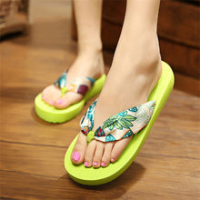 Load image into Gallery viewer, Wedge Flip Flops for Women 2021 Fashion Satin Mid-heel Slide Sandals Platform Thong Slippers