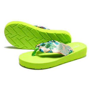 Wedge Flip Flops for Women 2021 Fashion Satin Mid-heel Slide Sandals Platform Thong Slippers