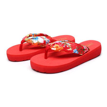 Load image into Gallery viewer, Wedge Flip Flops for Women 2021 Fashion Satin Mid-heel Slide Sandals Platform Thong Slippers