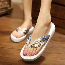 Load image into Gallery viewer, Wedge Flip Flops for Women 2021 Fashion Satin Mid-heel Slide Sandals Platform Thong Slippers