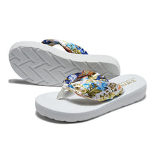 Load image into Gallery viewer, Wedge Flip Flops for Women 2021 Fashion Satin Mid-heel Slide Sandals Platform Thong Slippers