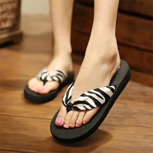 Load image into Gallery viewer, Wedge Flip Flops for Women 2021 Fashion Satin Mid-heel Slide Sandals Platform Thong Slippers