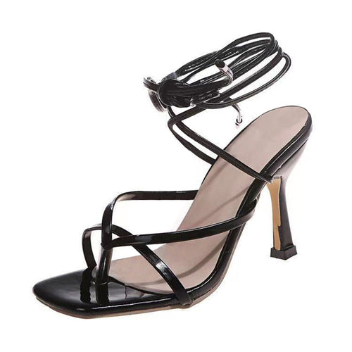 Wedge Gladiator Sandals for Women 2021 Fashion Square Toe High Heel Dressy Stiletto Shoes