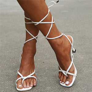 Wedge Gladiator Sandals for Women 2021 Fashion Square Toe High Heel Dressy Stiletto Shoes