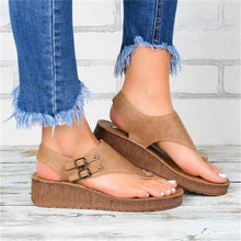 Load image into Gallery viewer, Wedge Thong Sandals for Women 2021 Fashion Ankle Strap Platform Flip Flops