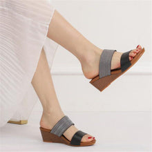 Load image into Gallery viewer, Wedge Slide Sandals for Women 2021 Fashion Outdoor Platform Gladiator Dressy Shoes with Medium Heel