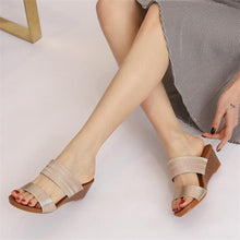 Load image into Gallery viewer, Wedge Slide Sandals for Women 2021 Fashion Outdoor Platform Gladiator Dressy Shoes with Medium Heel