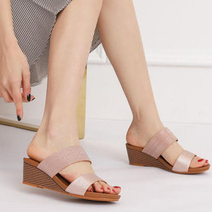 Wedge Slide Sandals for Women 2021 Fashion Outdoor Platform Gladiator Dressy Shoes with Medium Heel