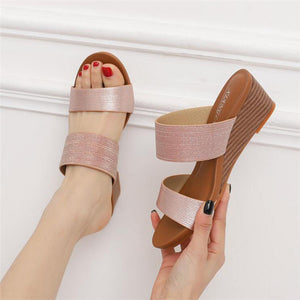Wedge Slide Sandals for Women 2021 Fashion Outdoor Platform Gladiator Dressy Shoes with Medium Heel